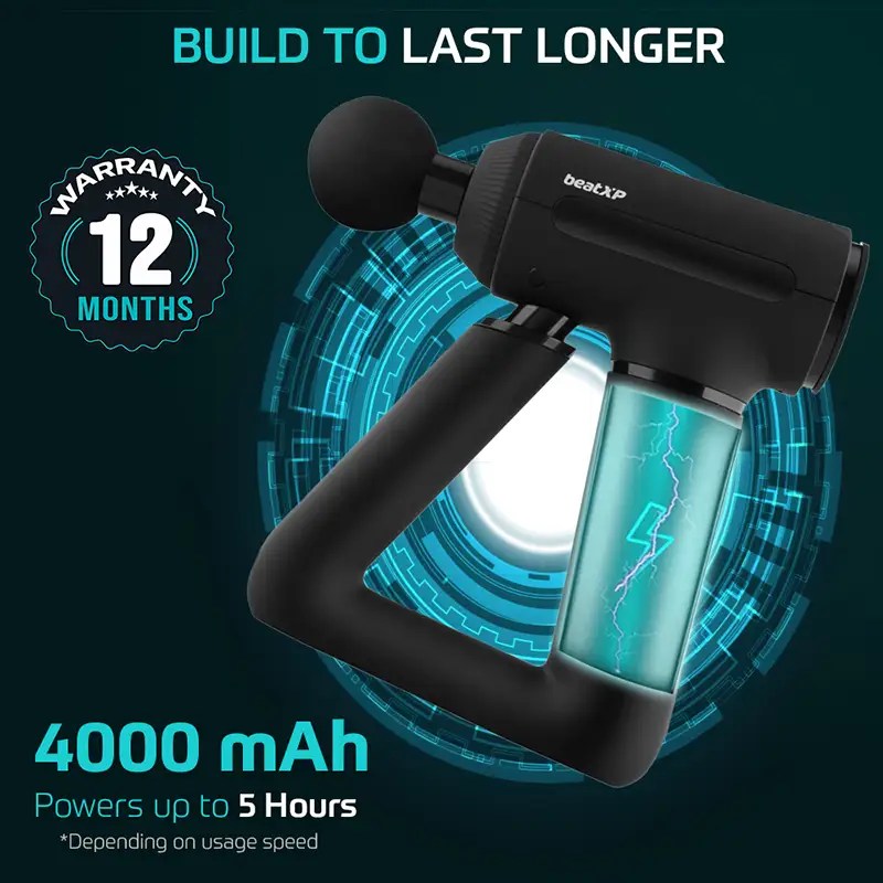 beatXP Bolt Elite Deep Tissue Massage Gun Triangle Design 1 Year